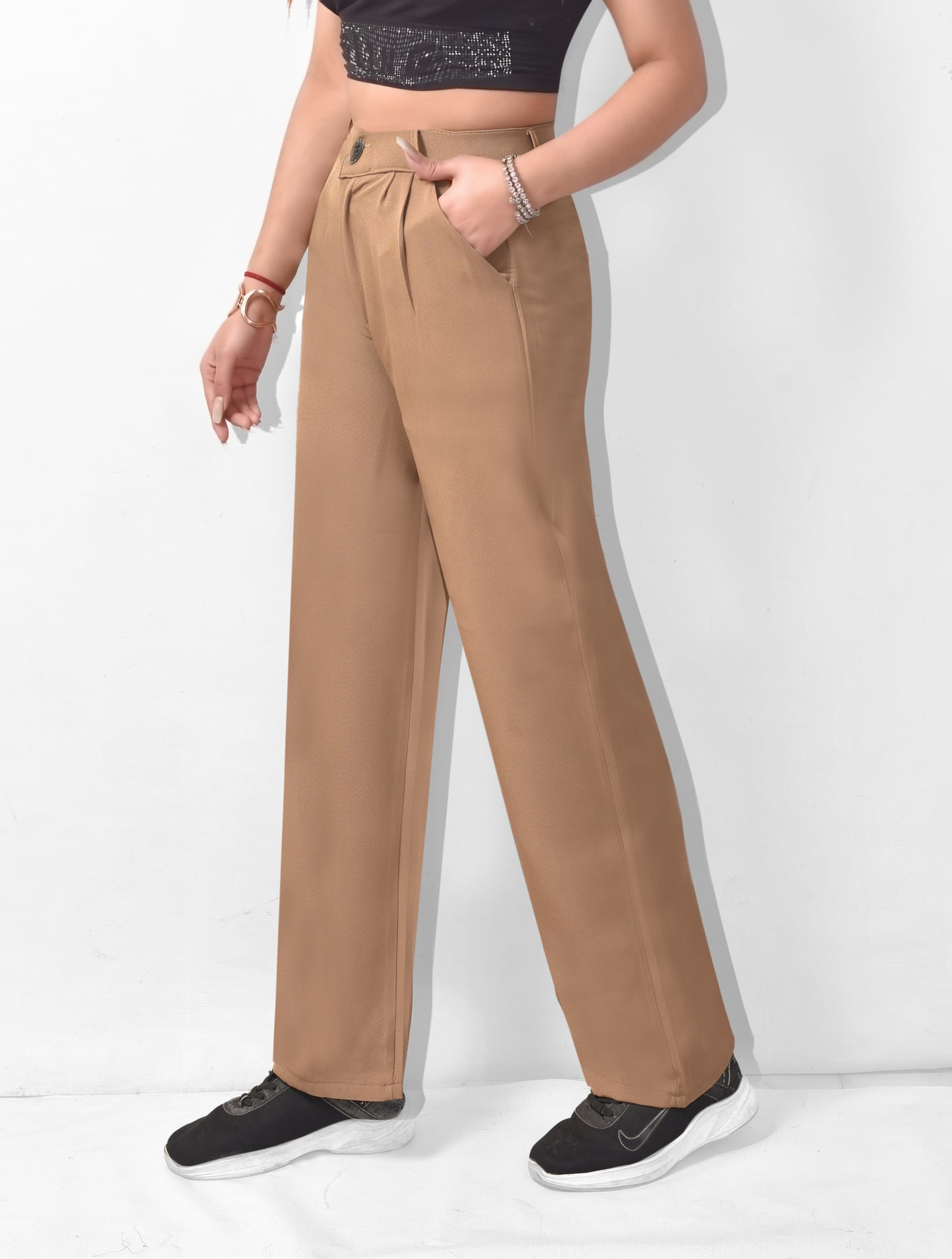 Dickkny Women Cotton Lycra Stretchable Korean Trouser Pants