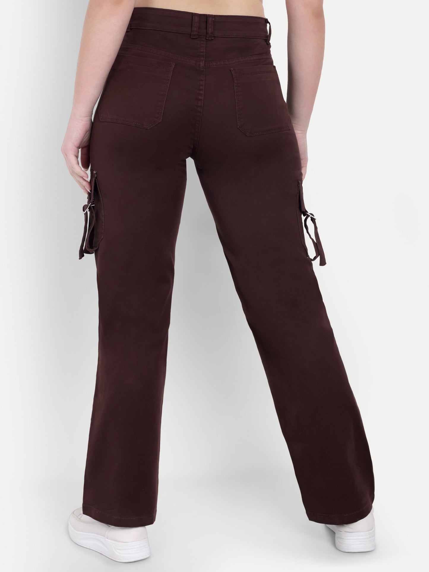 Dickkny Coffee Color High Rise Regular Denim Blend Cargos Back