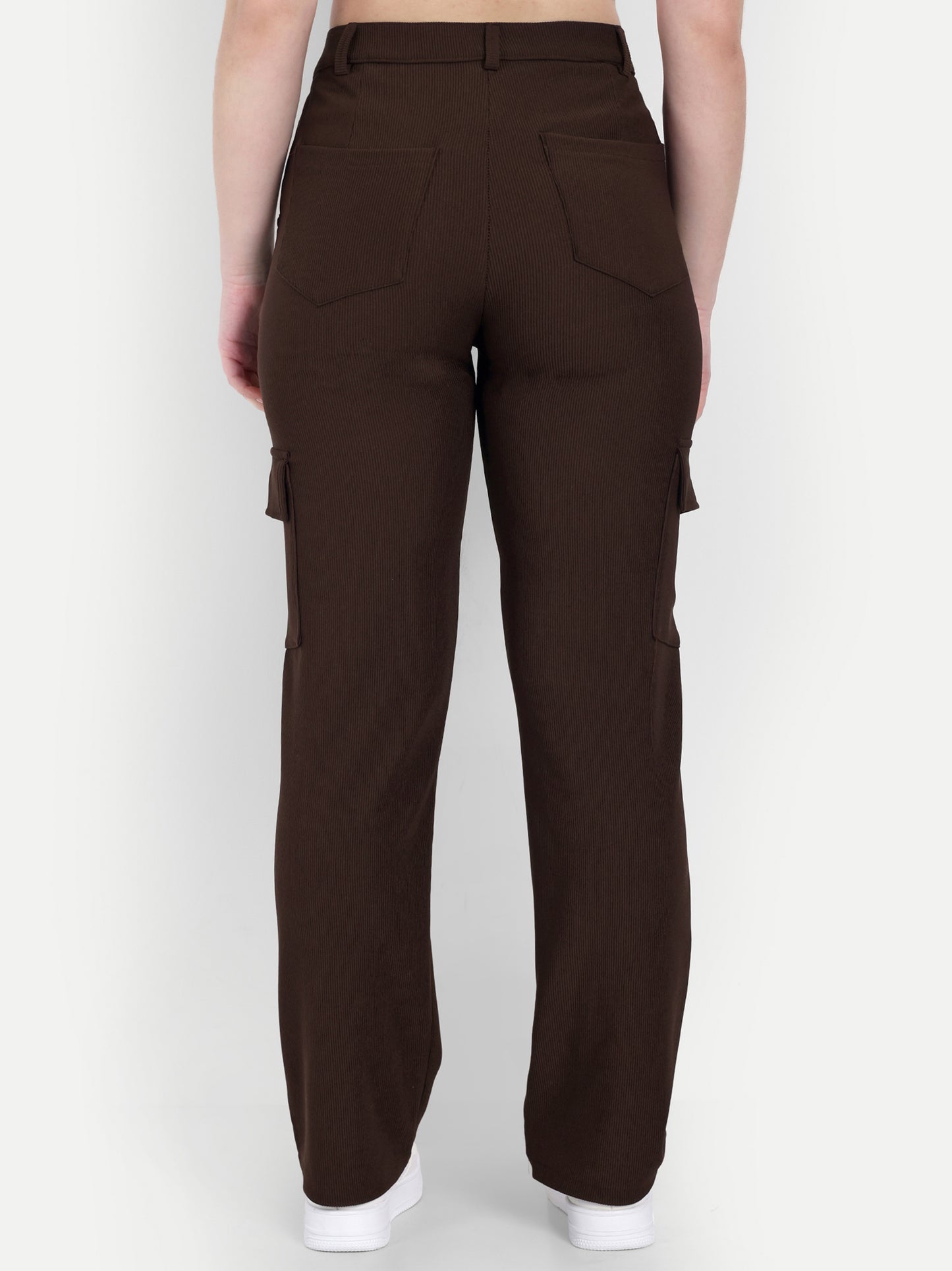 Dickkny Coffee High Rise Regular Code Fabric Six Pocket Cargos Back