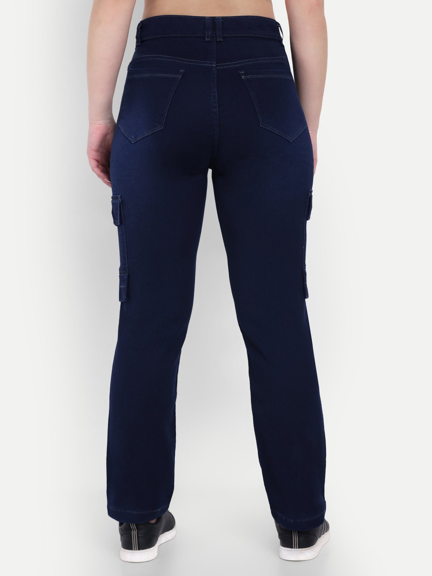 Dickkny Dark Blue High Rise Regular Denim Blend Cargos Back