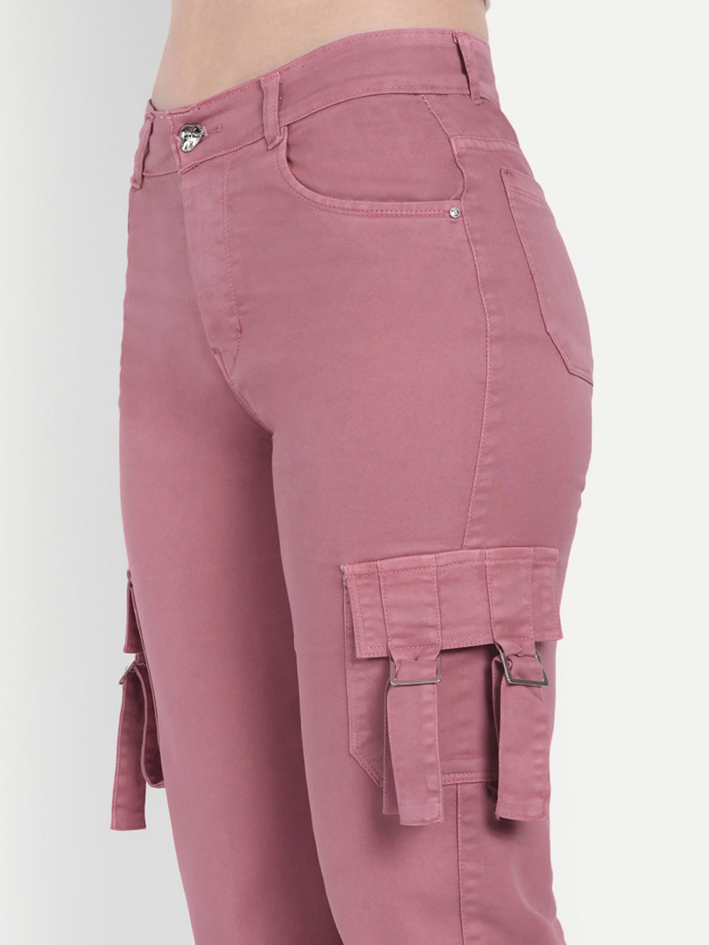 Dickkny Onion Color High Rise Regular Denim Blend Cargos Pocket