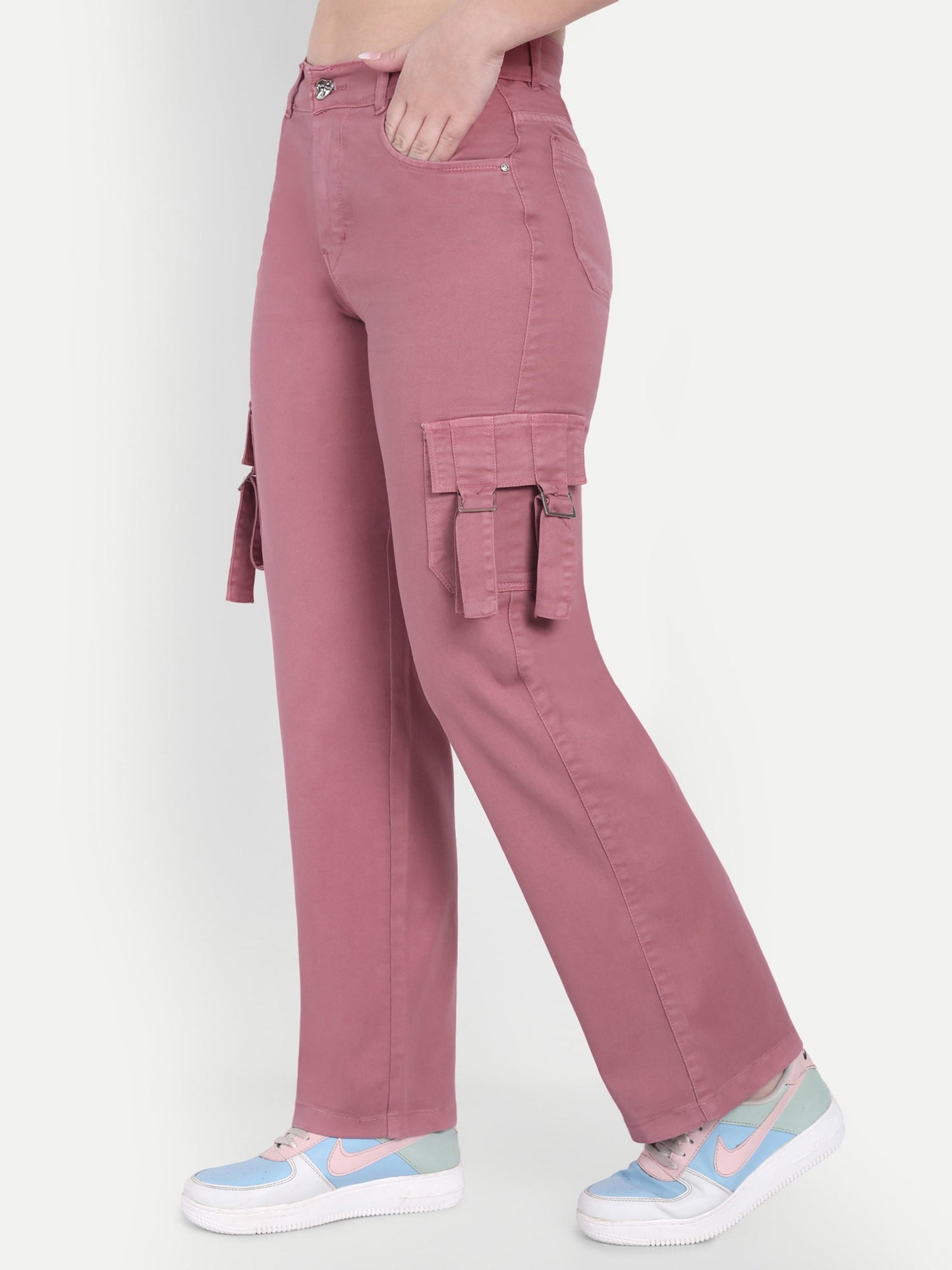 Dickkny Onion Color High Rise Regular Denim Blend Cargos Side