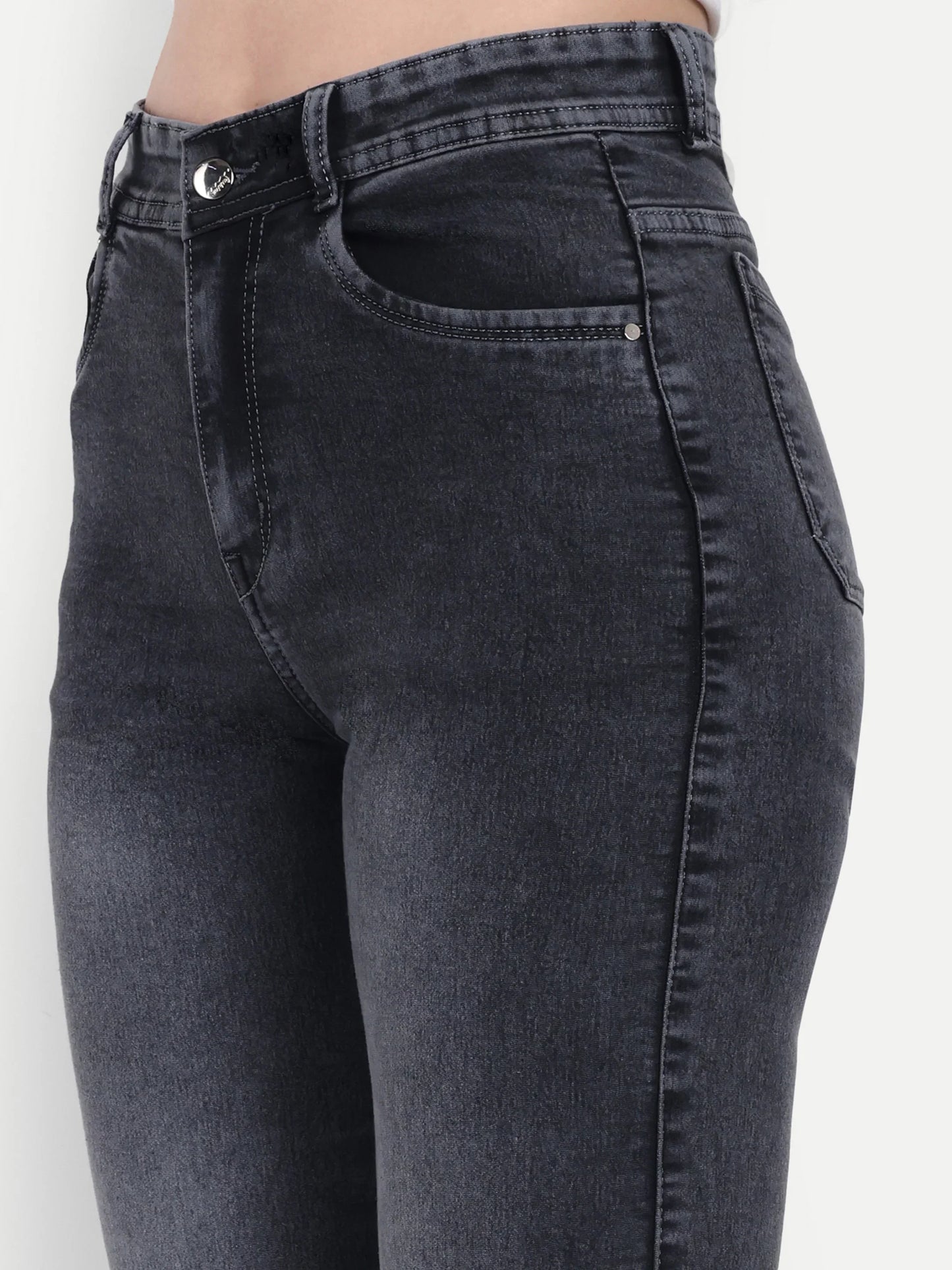 Dickkny Relaxed Fit AW Black High Rise Regular Denim Blend Jeans Pocket