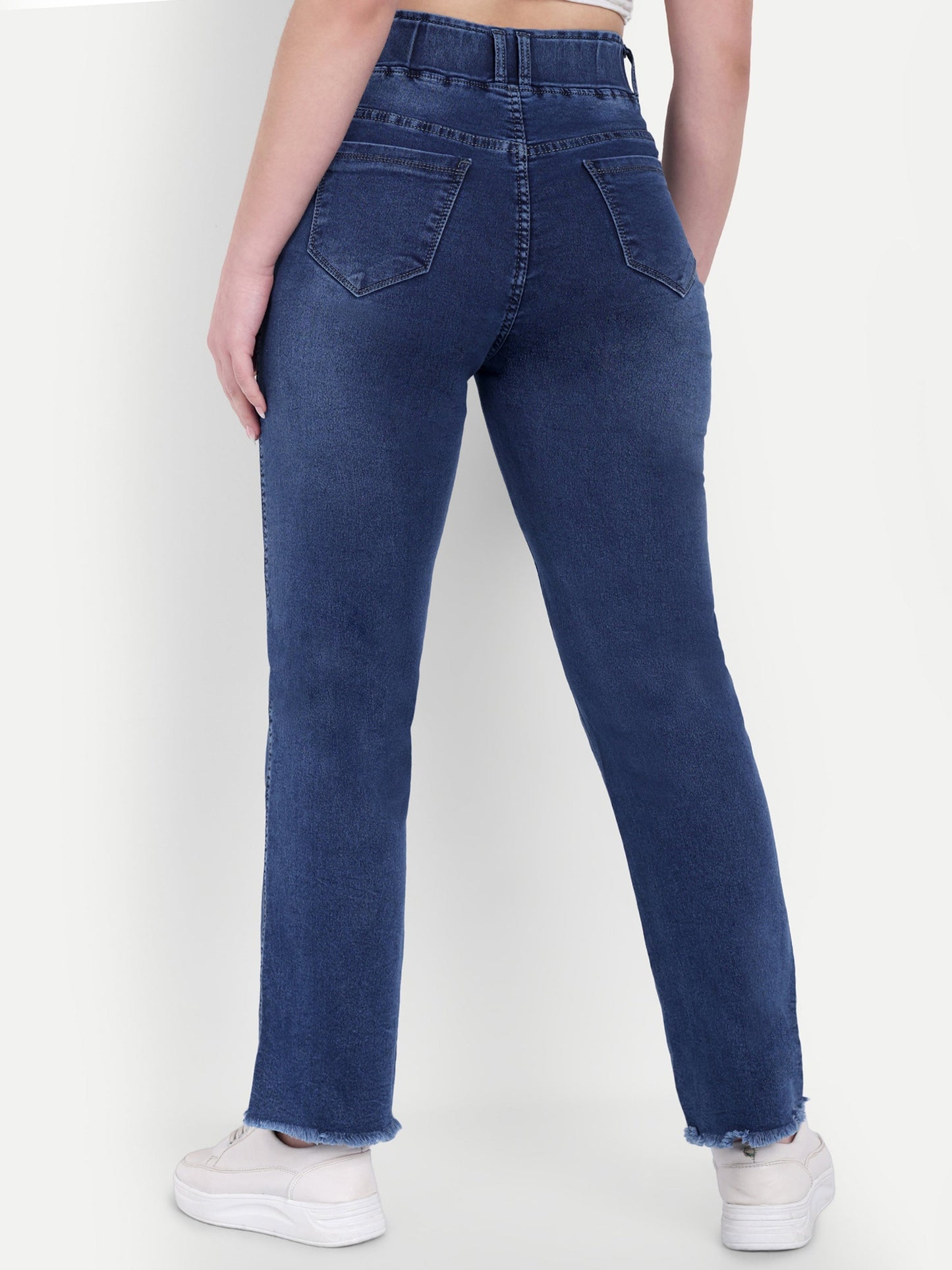 Dickkny Relaxed Fit Blue High Rise Regular Denim Blend Jeans 5000 Back
