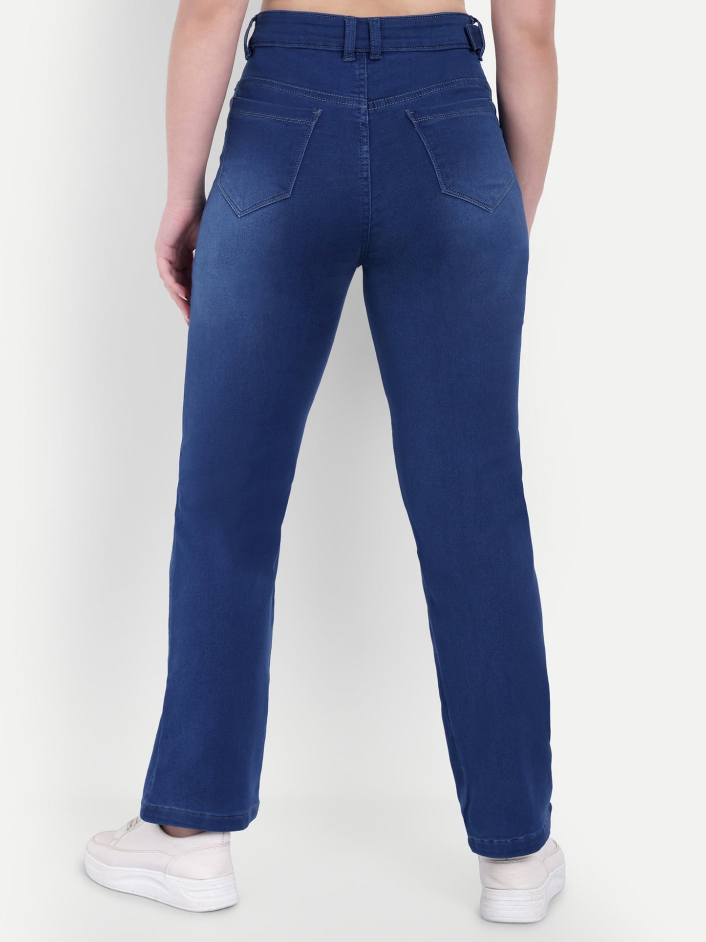 Dickkny Relaxed Fit Blue High Rise Regular Denim Blend Jeans Back