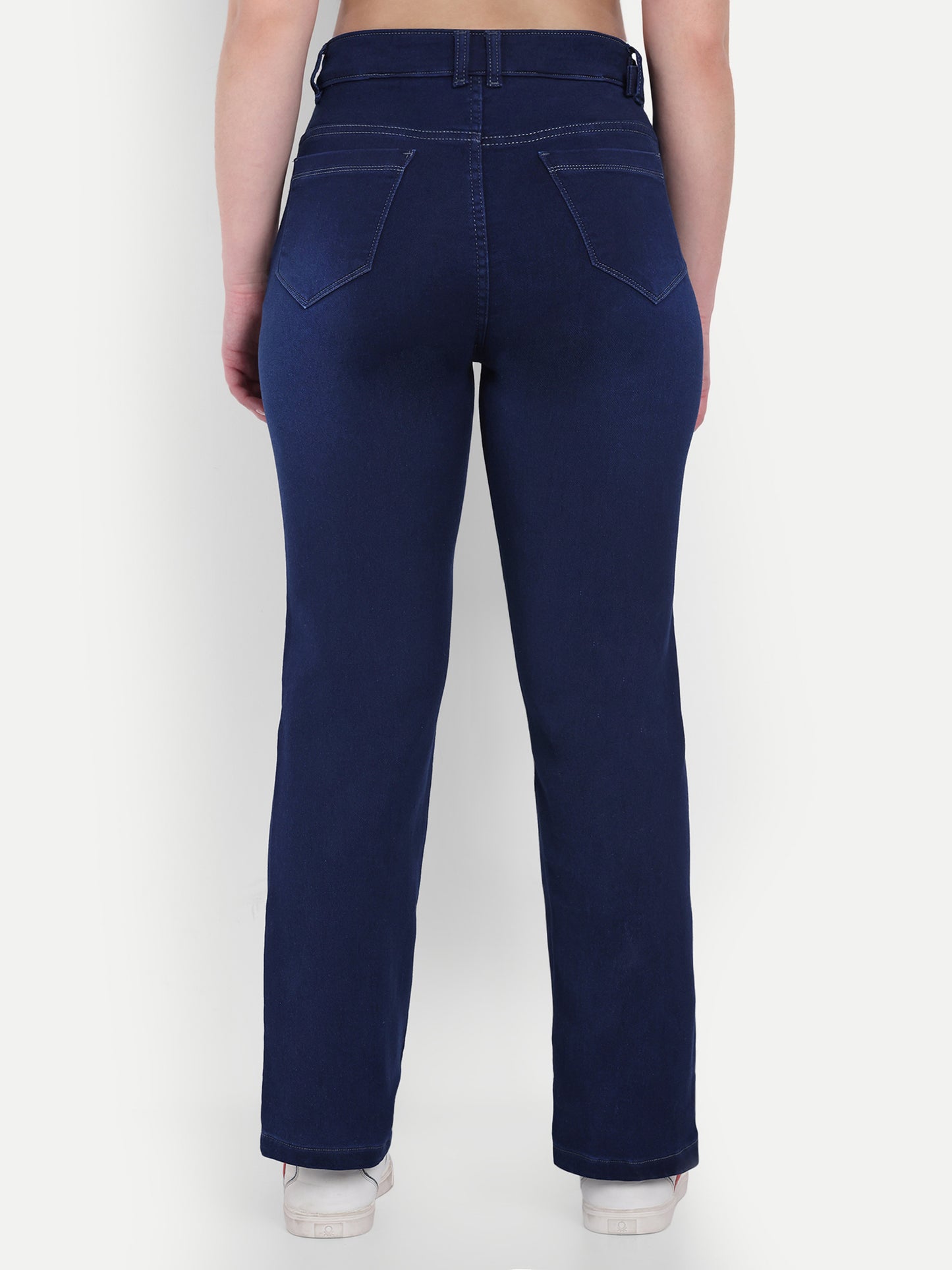Back View Of Dickkny Relaxed Fit Dark Blue High Rise Regular Denim Blend Jeans 5001