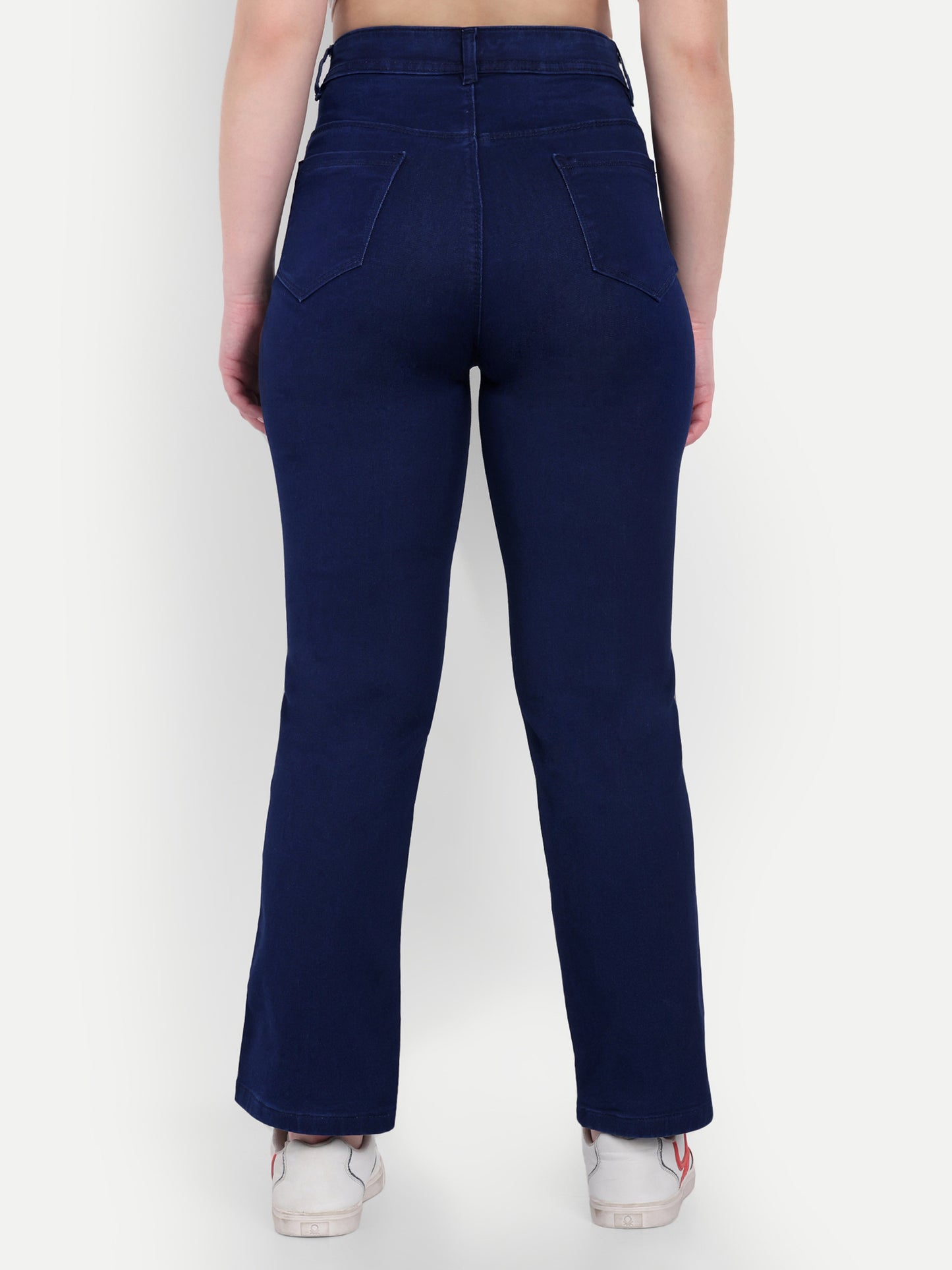 Back View Of Dickkny Relaxed Fit Dark Blue High Rise Regular Denim Blend Jeans