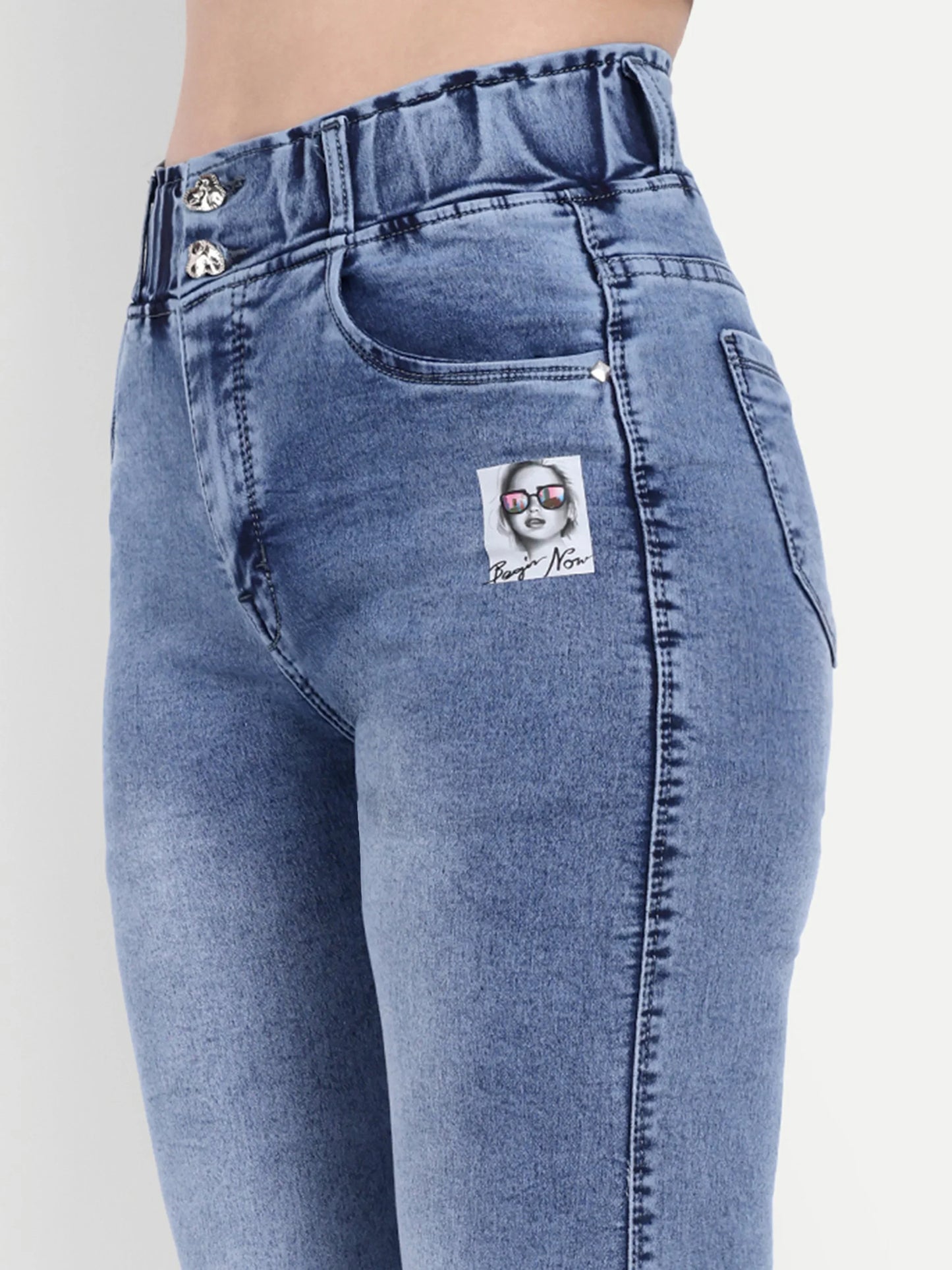Pocket View Of Dickkny Relaxed Fit Ice Blue High Rise Regular Denim Blend Jeans