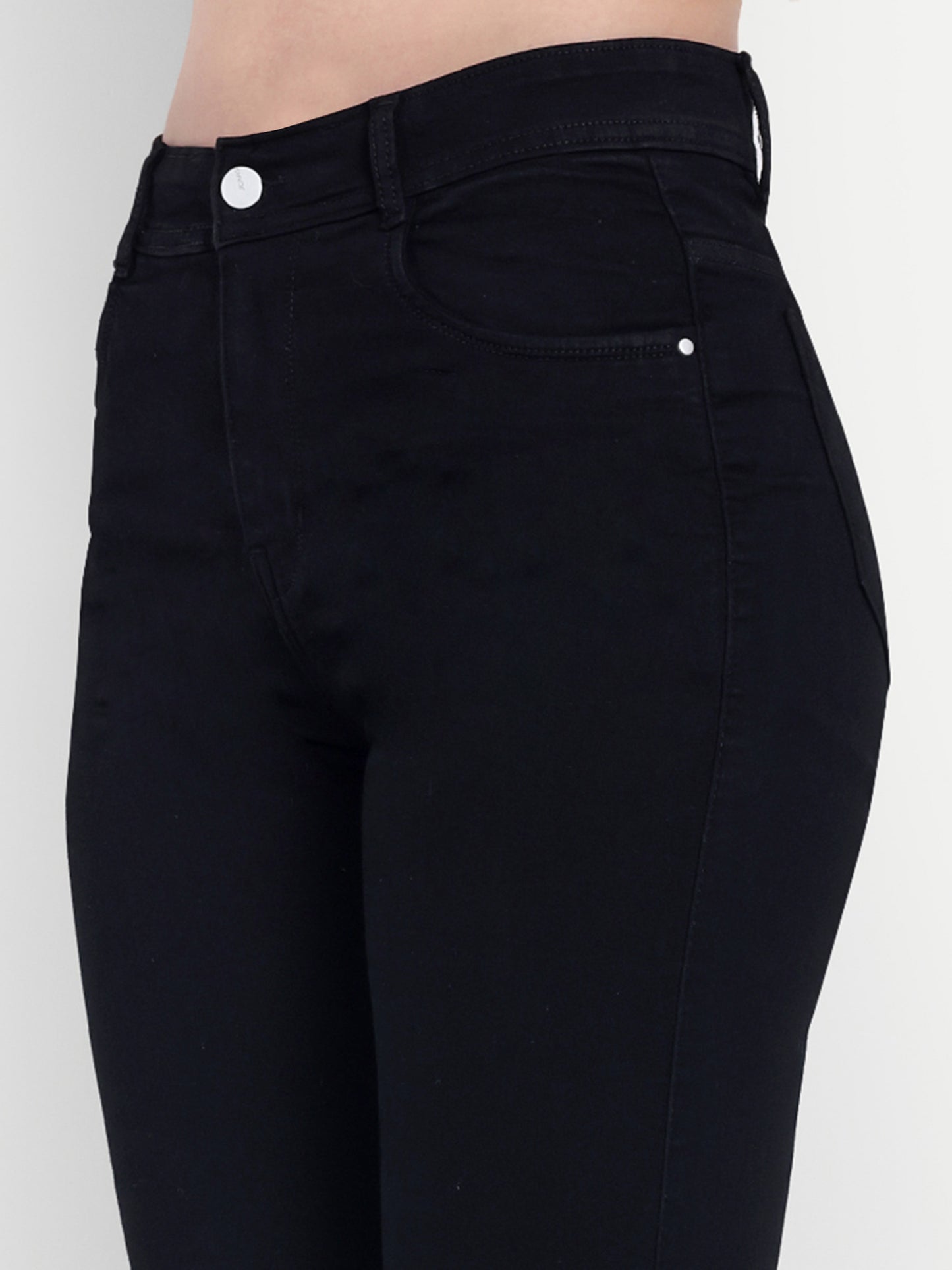 Dickkny Skin Fit Black High Rise Regular Denim Blend Jeans Pocket