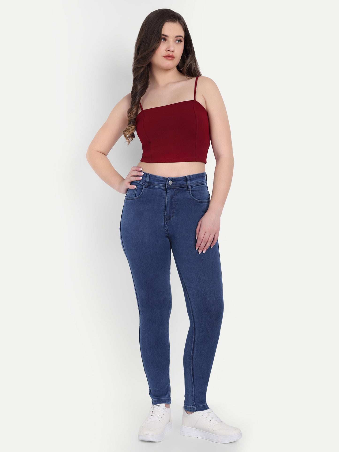 Dickkny Skin Fit Blue High Rise Regular Denim Blend Jeans