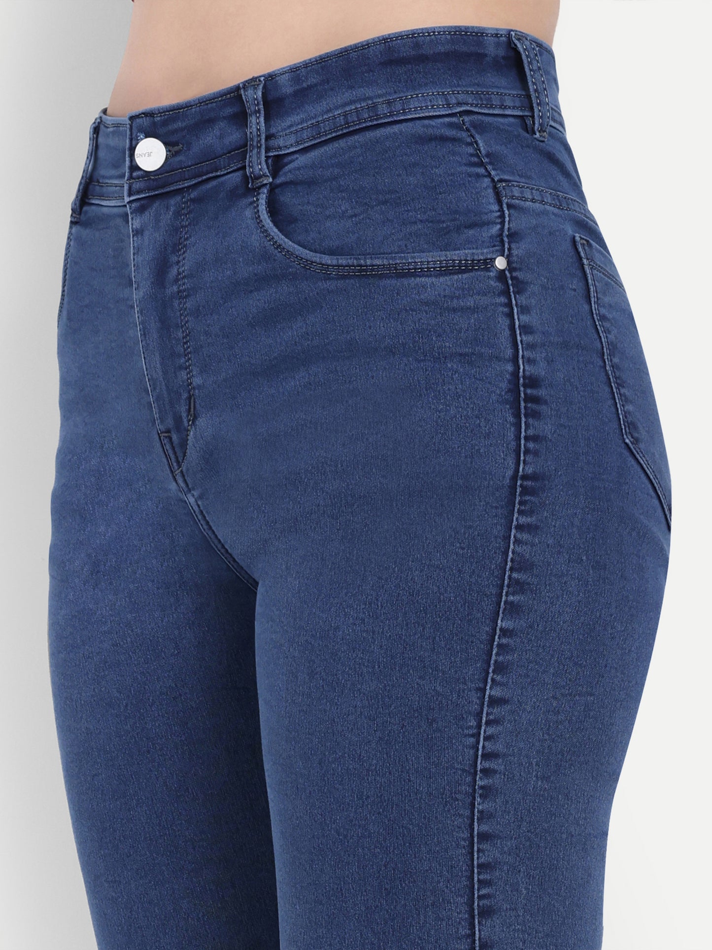 Dickkny Skin Fit Blue High Rise Regular Denim Blend Jeans Pocket View