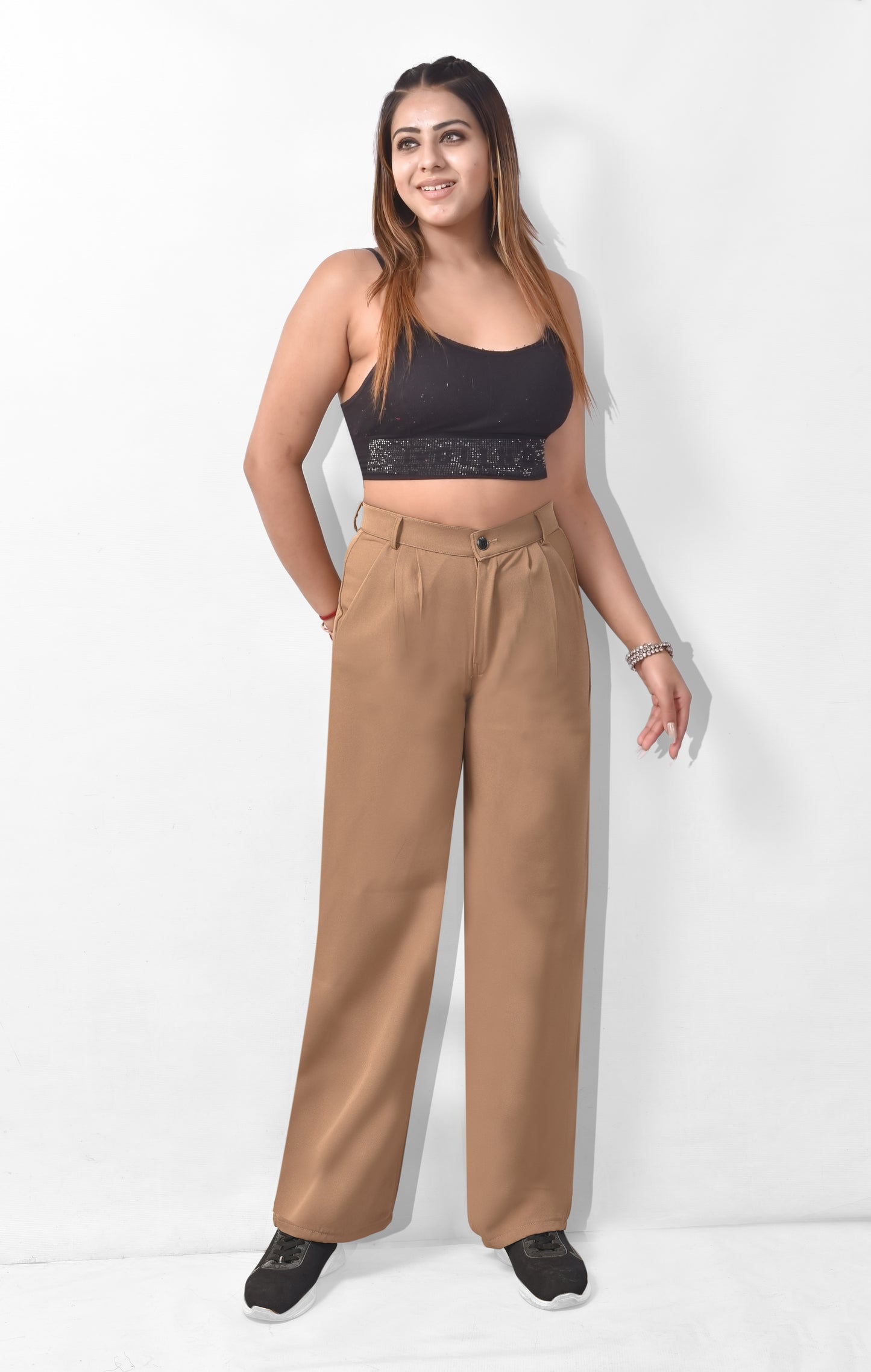 Dickkny Women Cotton Lycra Stretchable Korean Trouser Pants