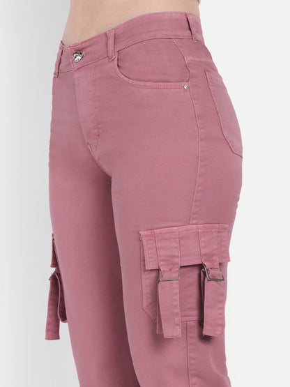 Dickkny Onion Color High Rise Regular Denim Blend Cargos Pocket