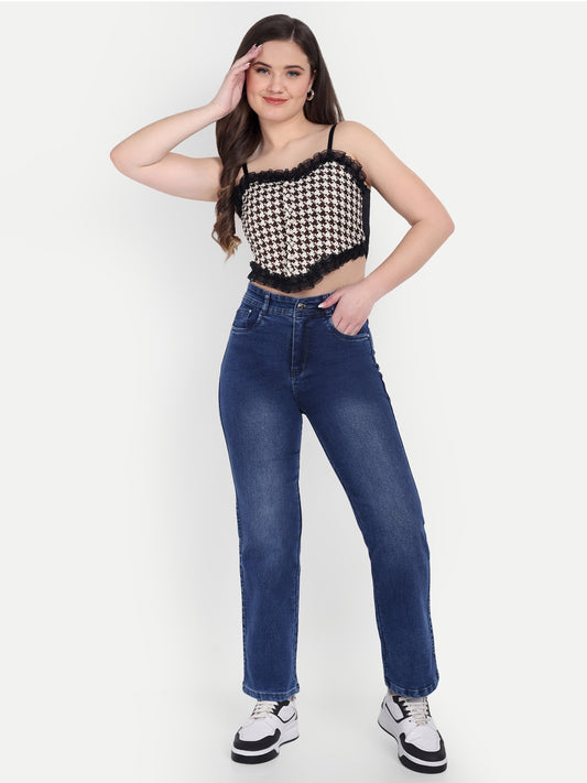 Dickkny Relaxed Fit AW Blue High Rise Regular Denim Blend Jeans