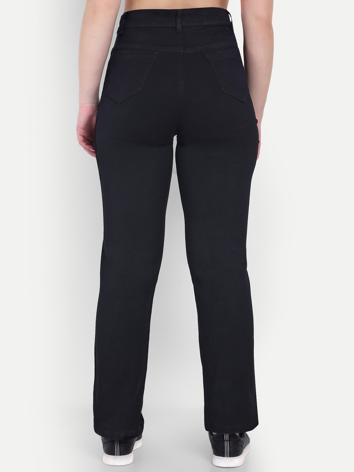 Dickkny Relaxed Fit Black High Rise Regular Denim Blend Jeans Back