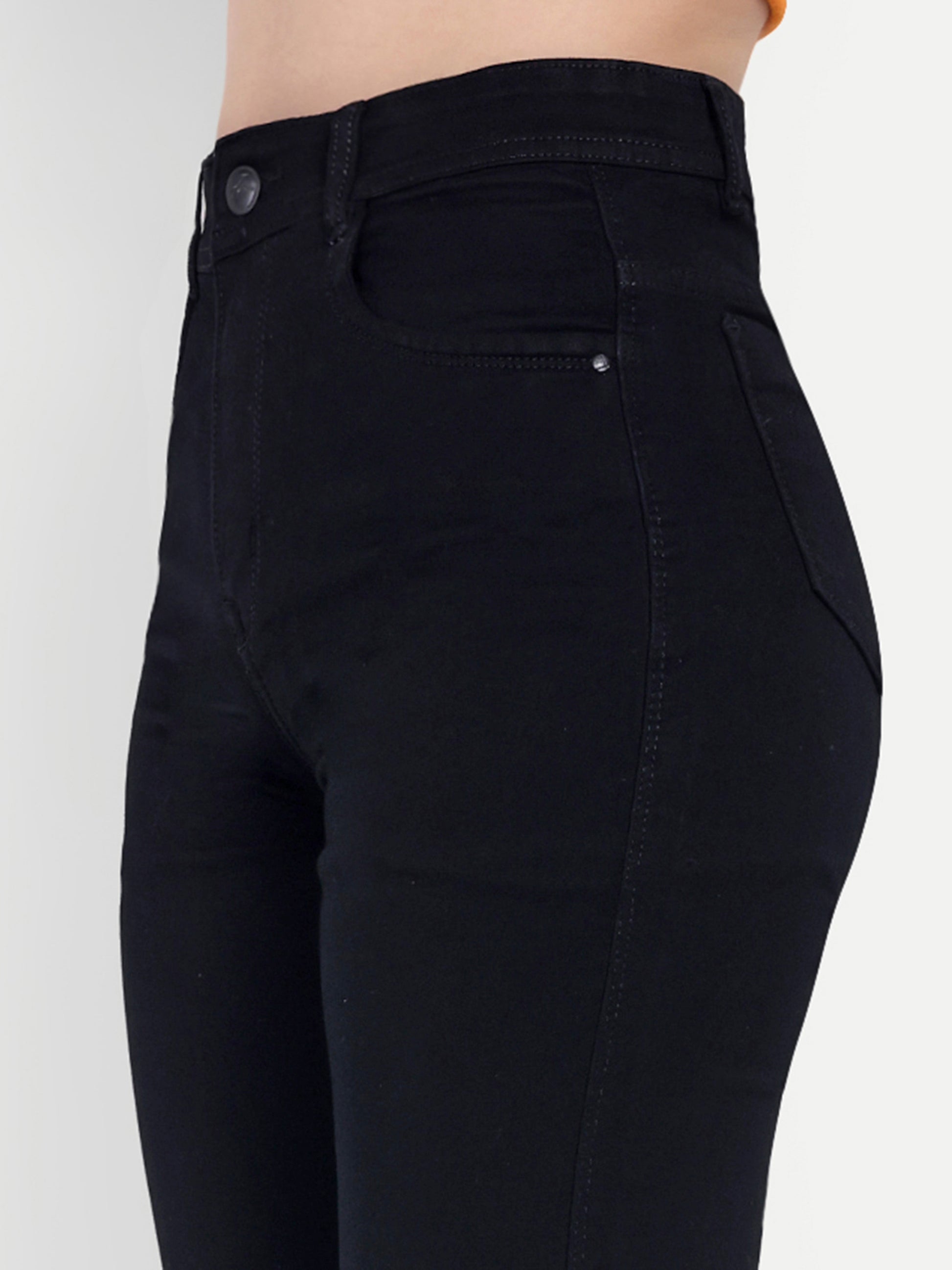 Dickkny Relaxed Fit Black High Rise Regular Denim Blend Jeans Pocket