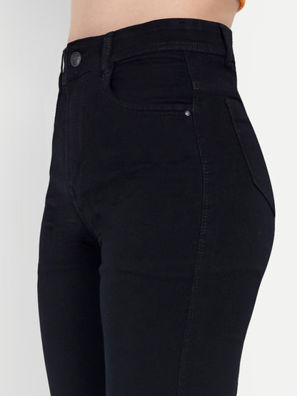Dickkny Relaxed Fit Black High Rise Regular Denim Blend Jeans Pocket