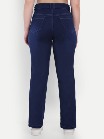 Back View Of Dickkny Relaxed Fit Dark Blue High Rise Regular Denim Blend Jeans 5001