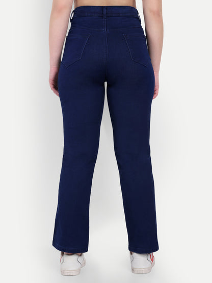 Back View Of Dickkny Relaxed Fit Dark Blue High Rise Regular Denim Blend Jeans