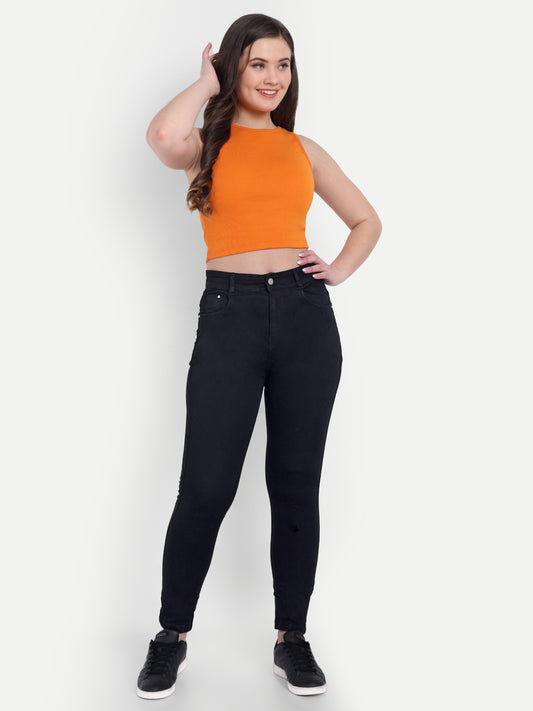 Dickkny Skin Fit Black High Rise Regular Denim Blend Jeans