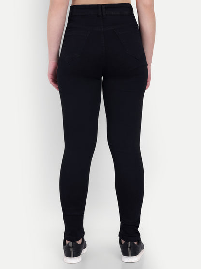 Dickkny Skin Fit Black High Rise Regular Denim Blend Jeans Back