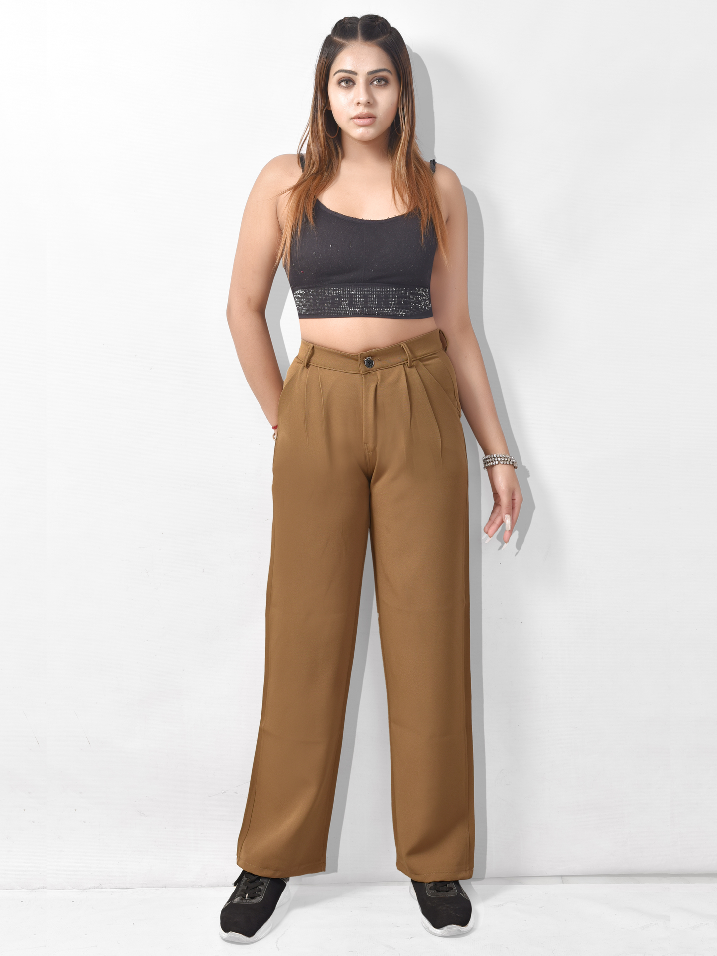 Dickkny Women Cotton Lycra Stretchable Korean Trouser Pants