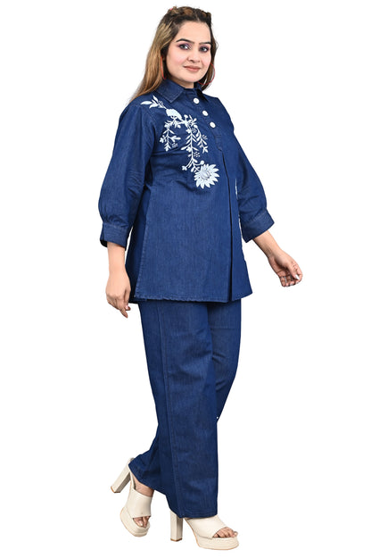 women coord set in denim 